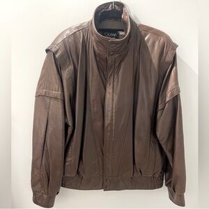 Vintage Unisex Buttery Soft Brown Leather
Bomber Style Jacket